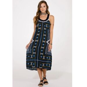 RAGA Riviera Maya Pom Pom Halter Neck Open Strappy Back Sundress Midi Medium